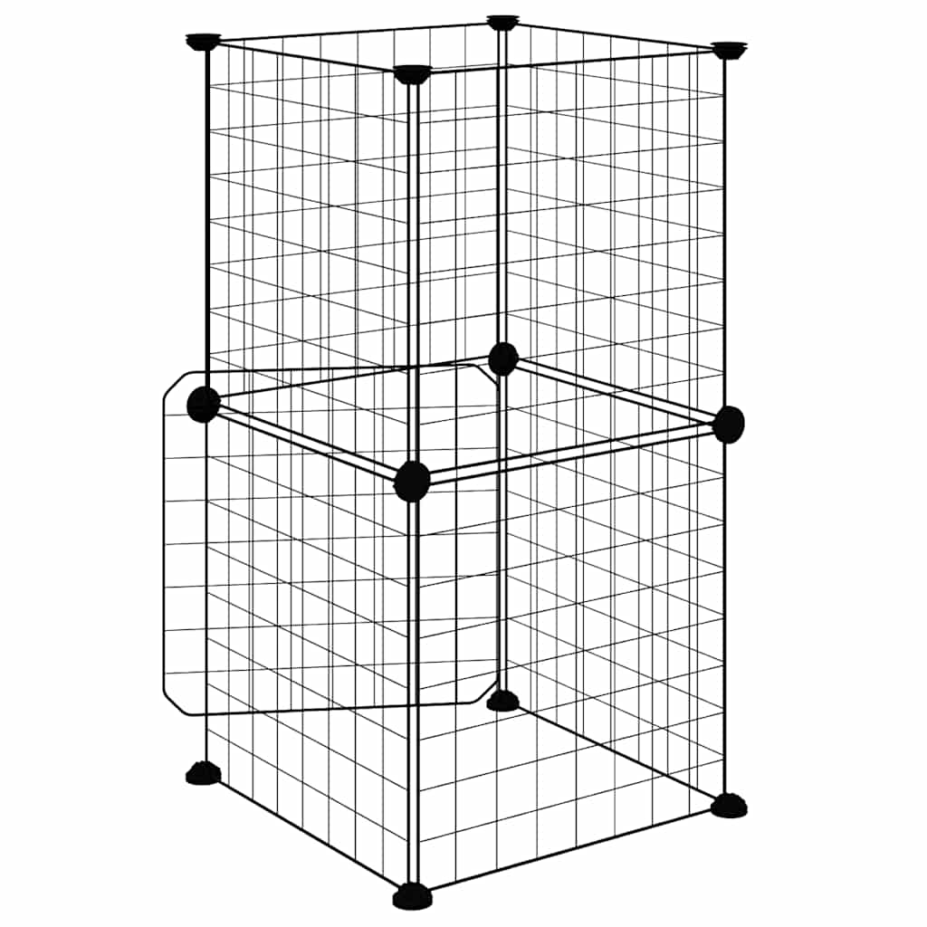 vidaXL Klatka dla zwierząt z bramką, 8 paneli, czarna, 35x35 cm, stal