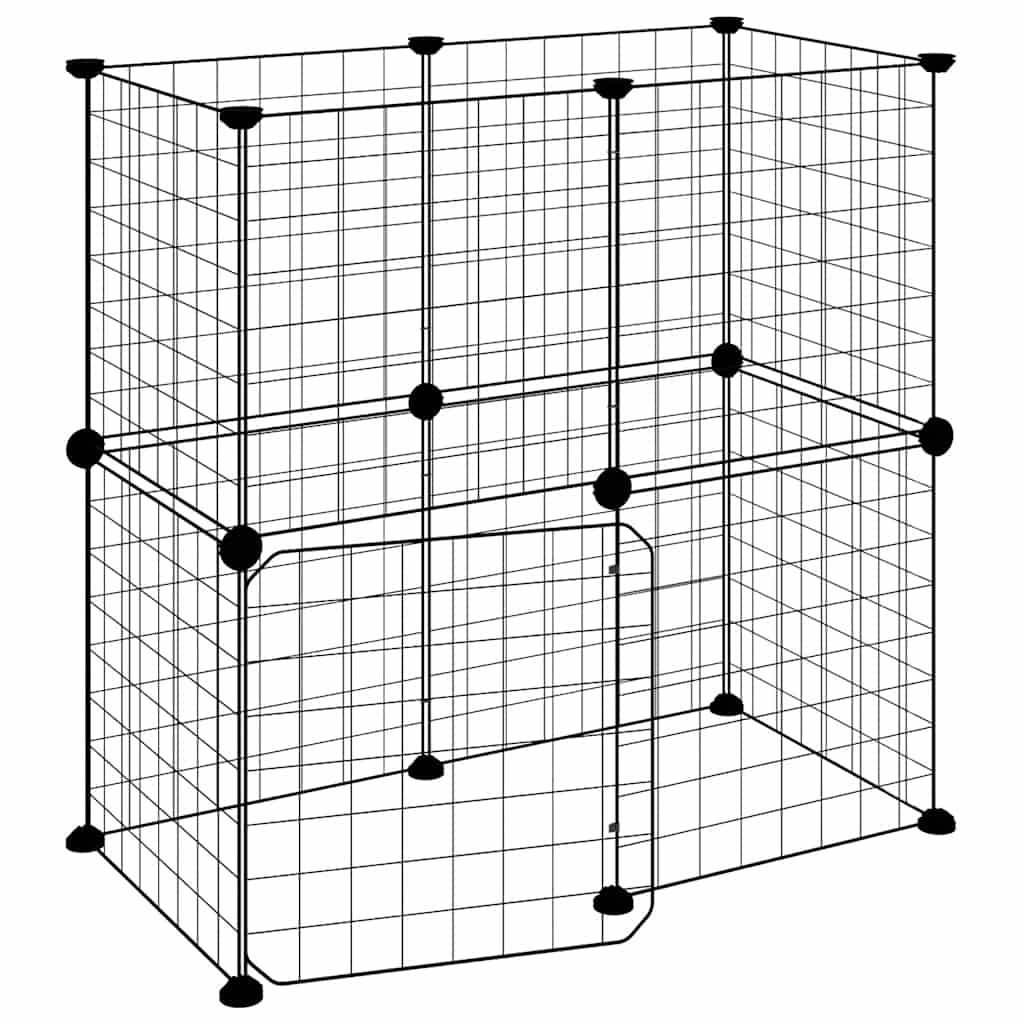 vidaXL Klatka dla zwierząt z bramką, 12 paneli, czarna, 35x35 cm, stal