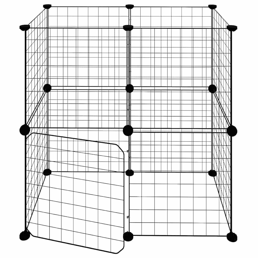 vidaXL Klatka dla zwierząt z bramką, 12 paneli, czarna, 35x35 cm, stal