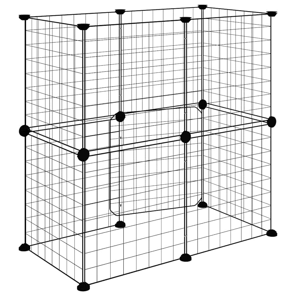 vidaXL Klatka dla zwierząt z bramką, 12 paneli, czarna, 35x35 cm, stal
