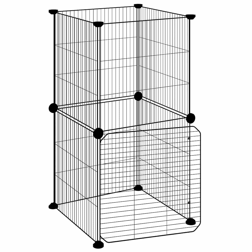 vidaXL Klatka dla zwierząt z bramką, 8 paneli, czarna, 35x35 cm, stal