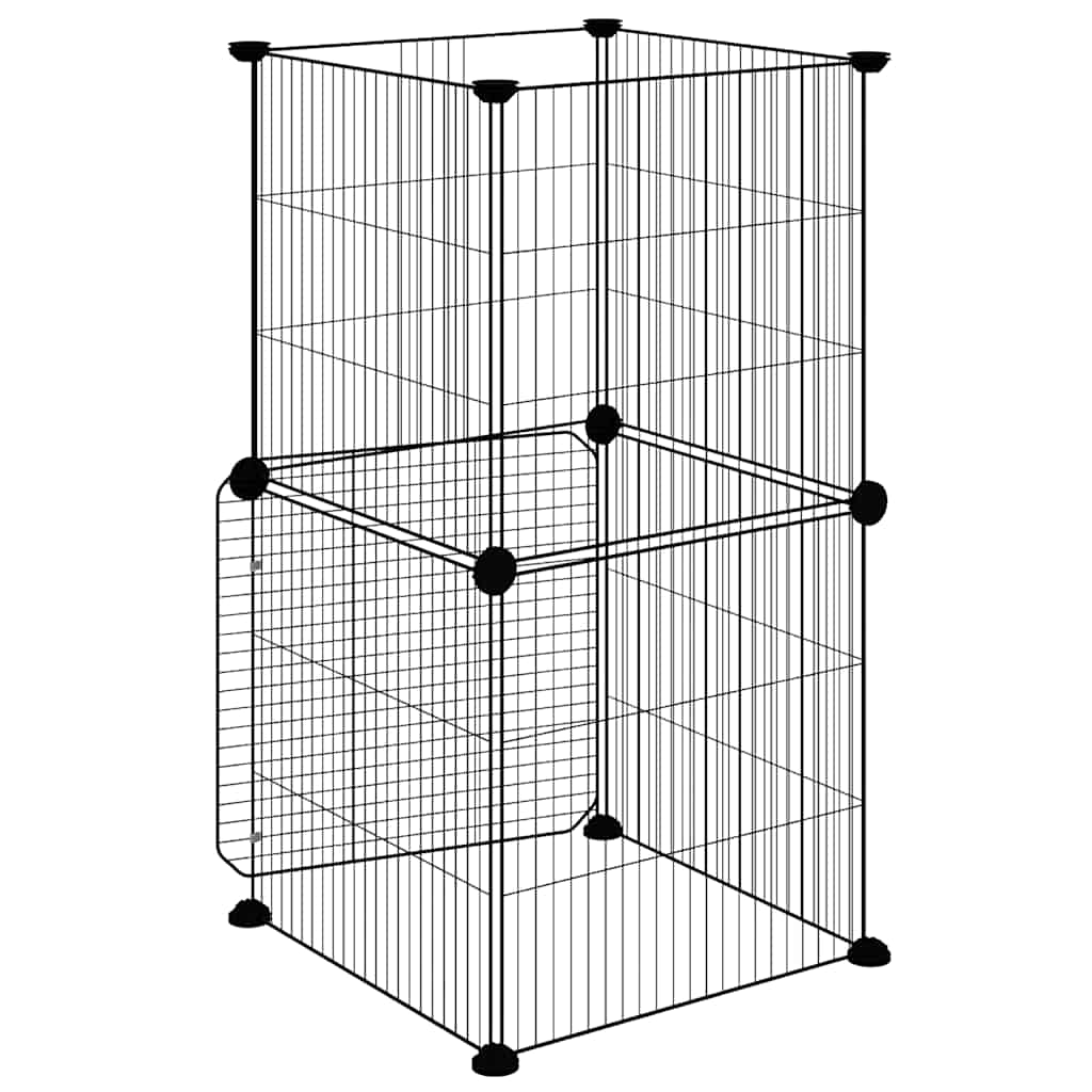 vidaXL Klatka dla zwierząt z bramką, 8 paneli, czarna, 35x35 cm, stal