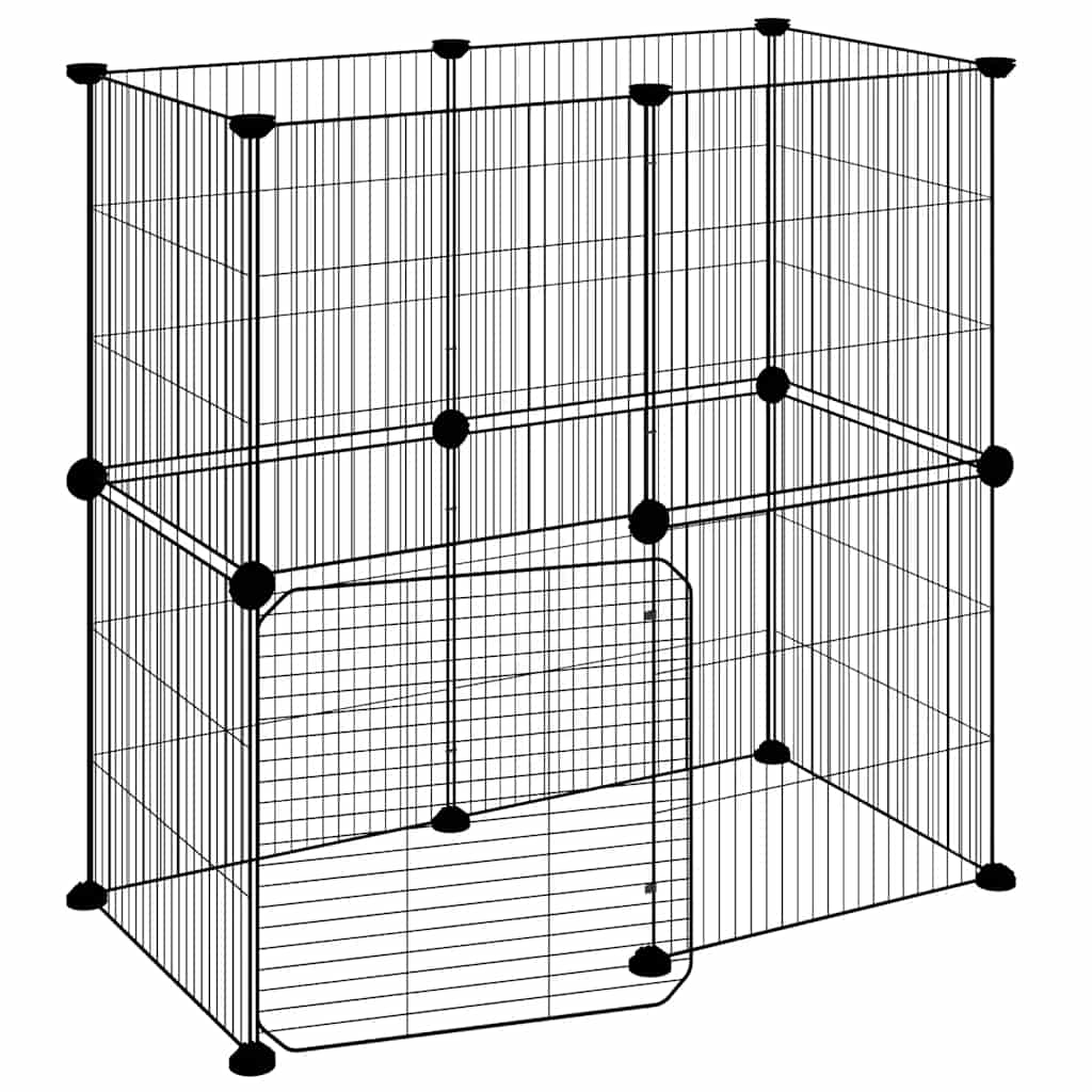 vidaXL Klatka dla zwierząt z bramką, 12 paneli, czarna, 35x35 cm, stal