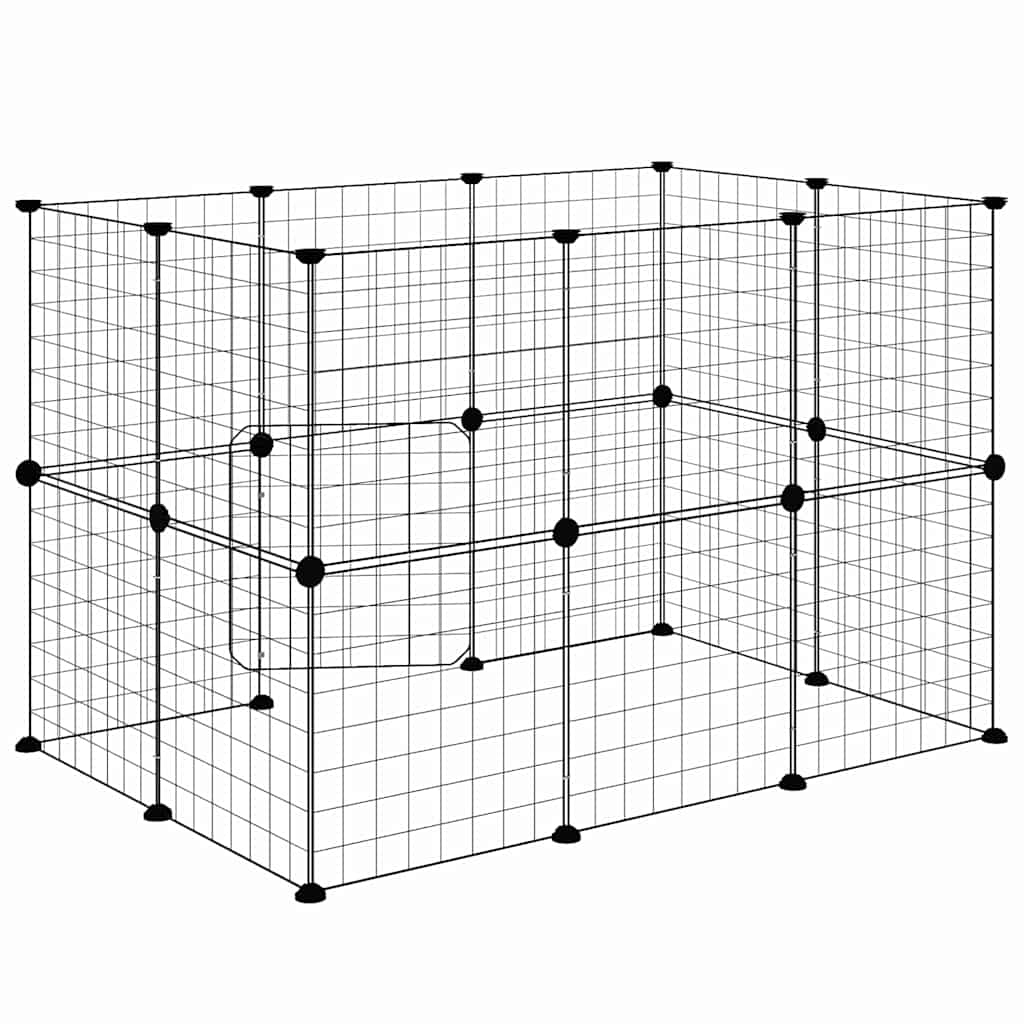 vidaXL Klatka dla zwierząt z bramką, 20 paneli, czarna, 35x35 cm, stal
