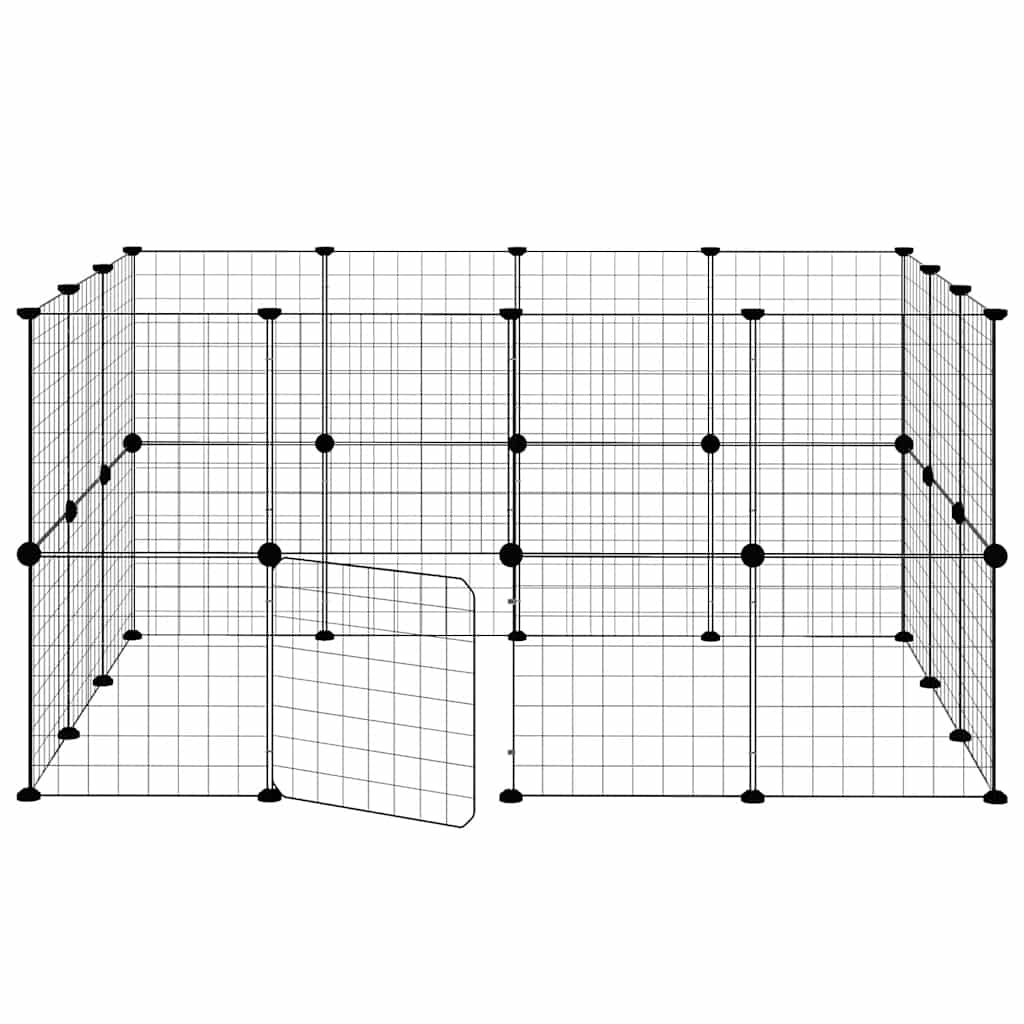 vidaXL Klatka dla zwierząt z bramką, 28 paneli, czarna, 35x35 cm, stal