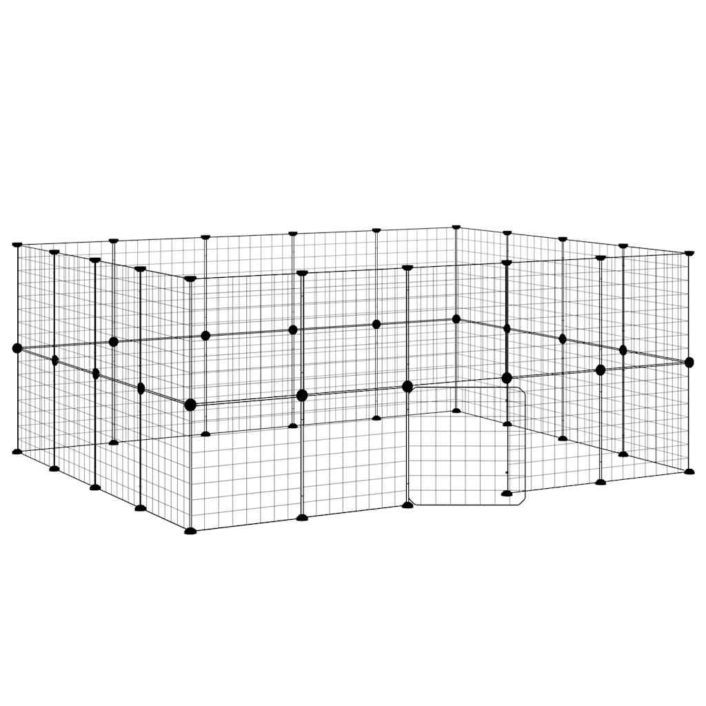 vidaXL Klatka dla zwierząt z bramką, 36 paneli, czarna, 35x35 cm, stal