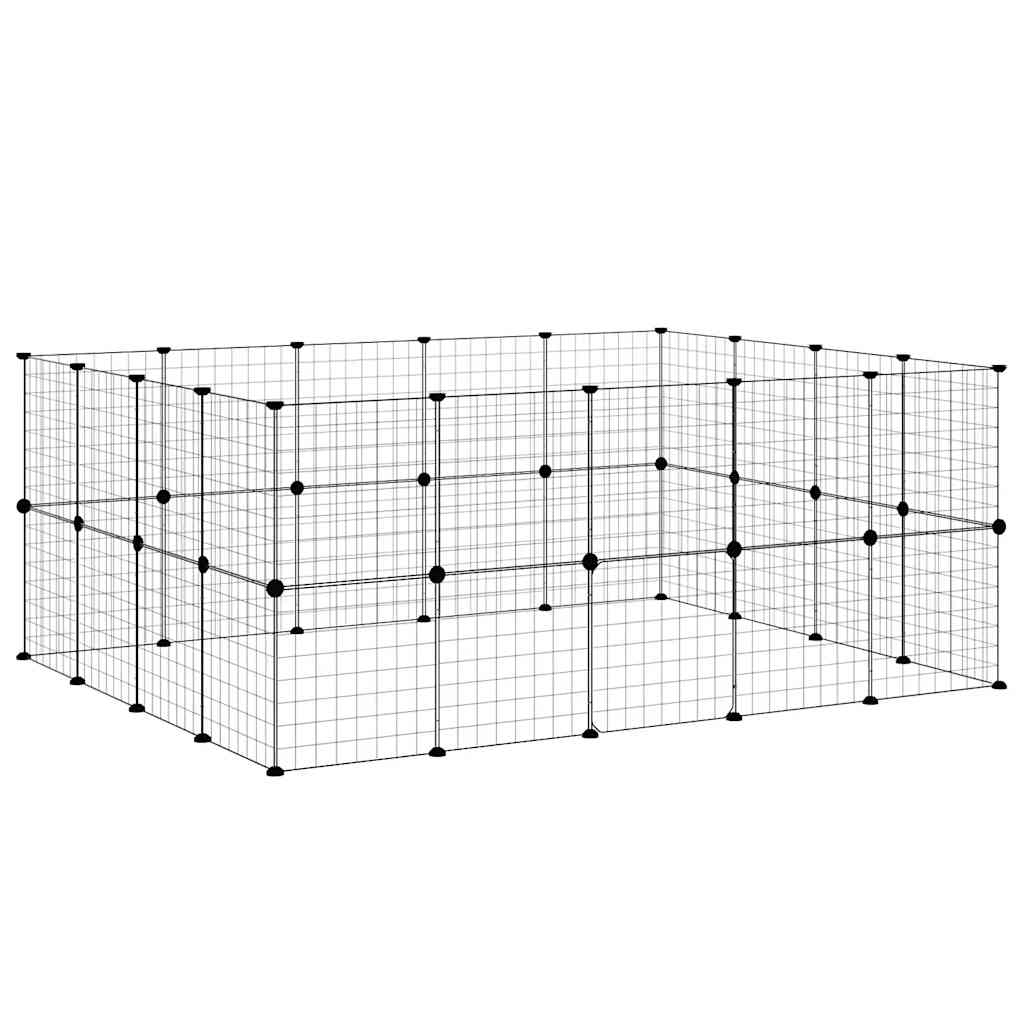 vidaXL Klatka dla zwierząt z bramką, 36 paneli, czarna, 35x35 cm, stal