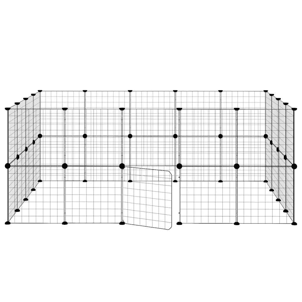 vidaXL Klatka dla zwierząt z bramką, 36 paneli, czarna, 35x35 cm, stal