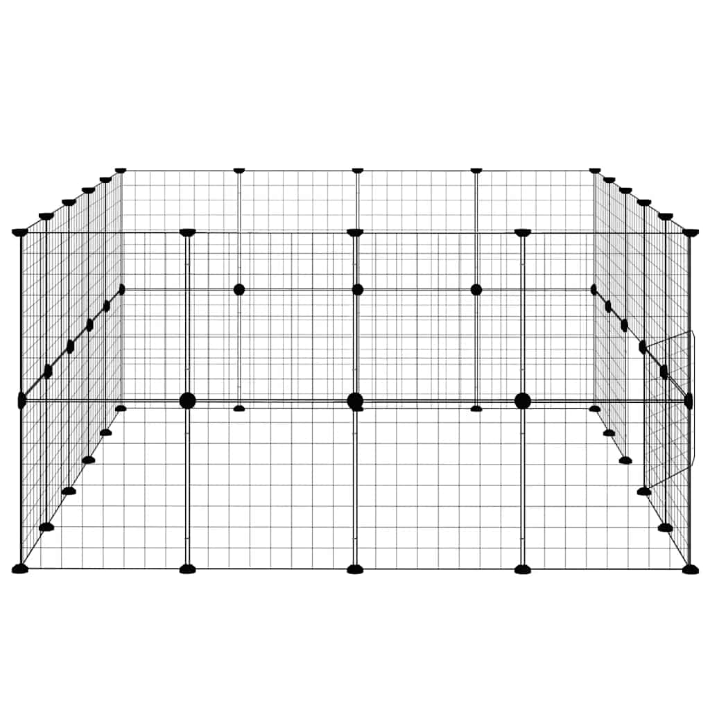 vidaXL Klatka dla zwierząt z bramką, 36 paneli, czarna, 35x35 cm, stal