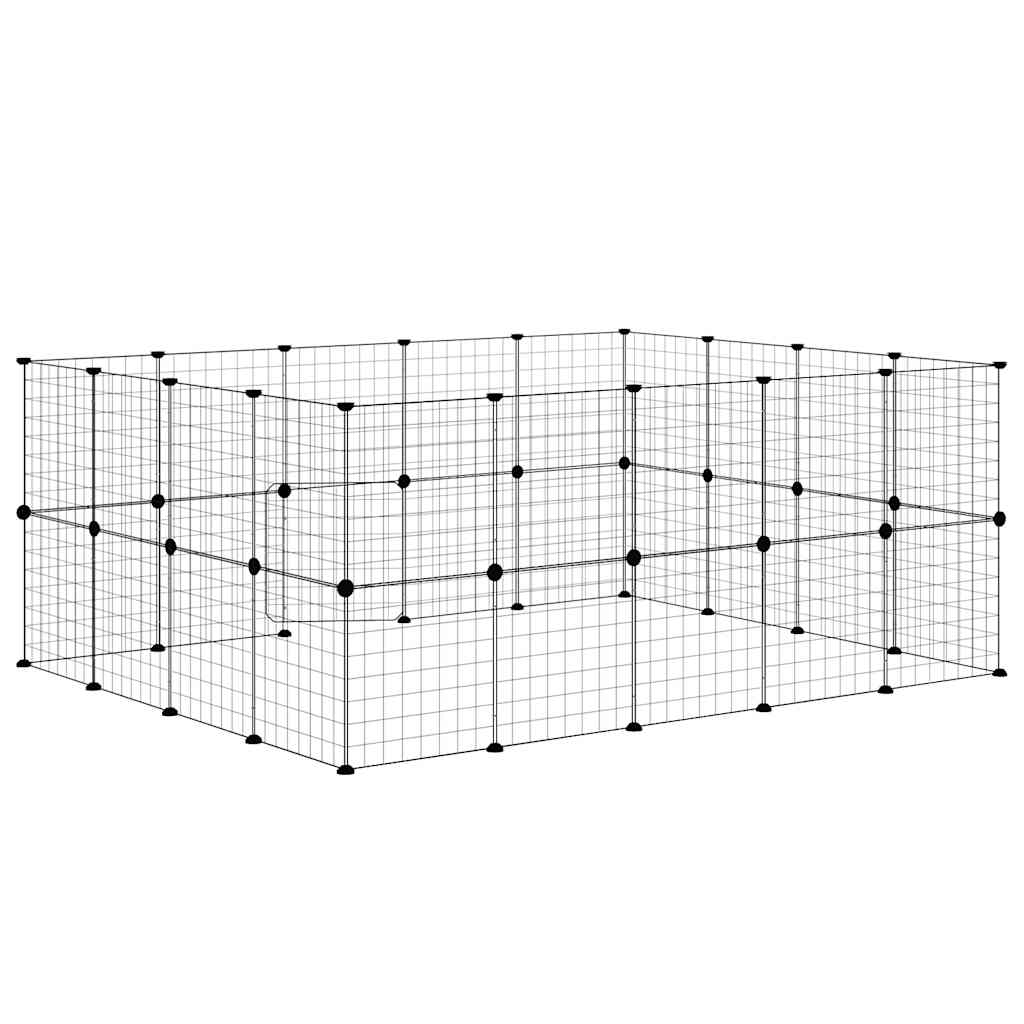 vidaXL Klatka dla zwierząt z bramką, 36 paneli, czarna, 35x35 cm, stal
