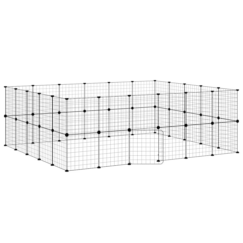 vidaXL Klatka dla zwierząt z bramką, 44 panele, czarna, 35x35 cm, stal
