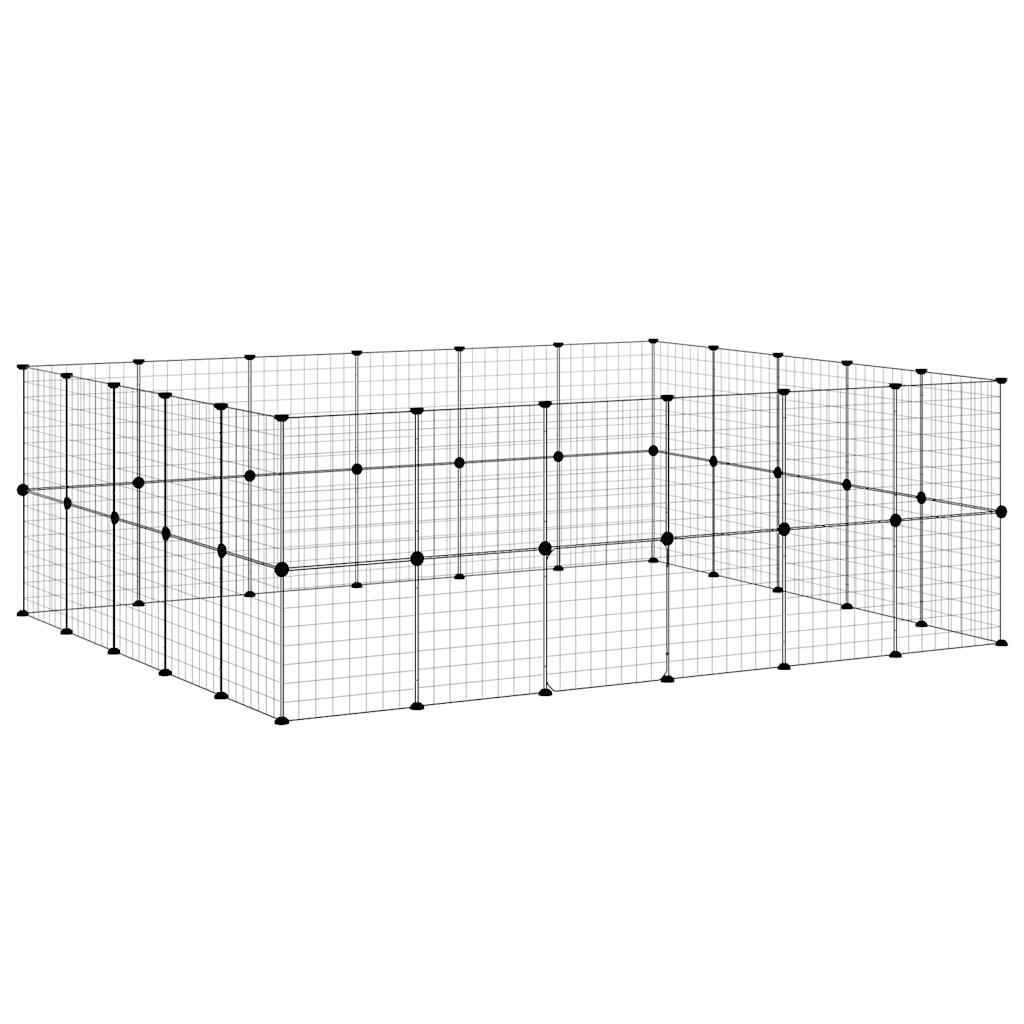 vidaXL Klatka dla zwierząt z bramką, 44 panele, czarna, 35x35 cm, stal
