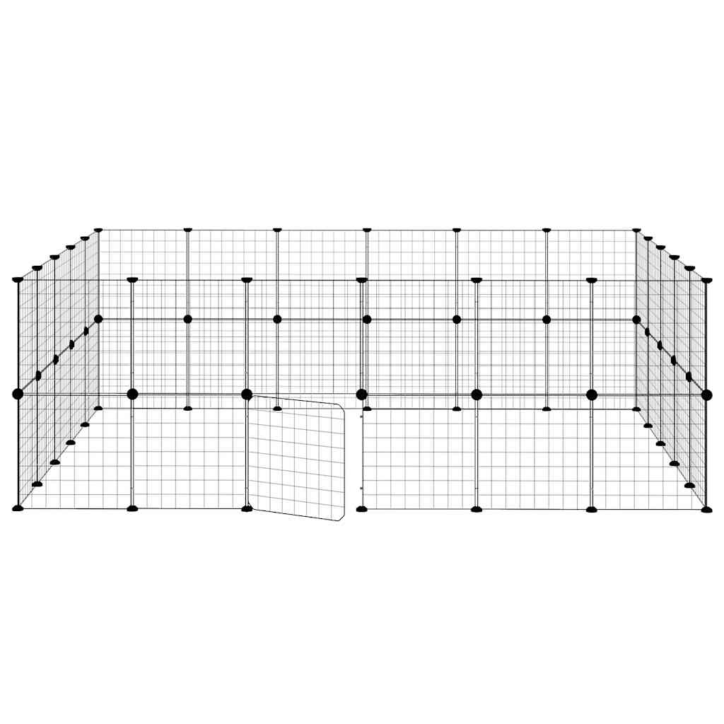 vidaXL Klatka dla zwierząt z bramką, 44 panele, czarna, 35x35 cm, stal