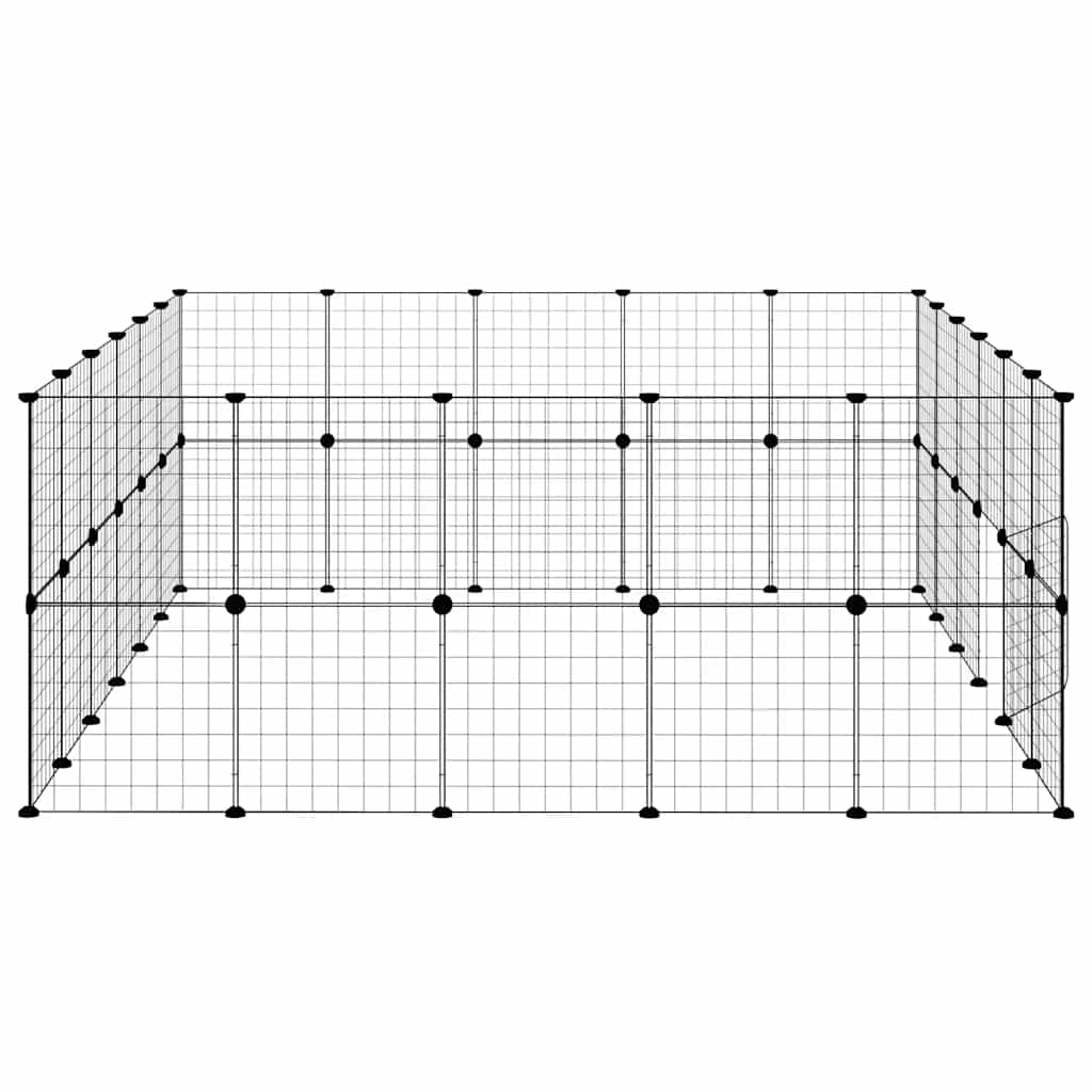 vidaXL Klatka dla zwierząt z bramką, 44 panele, czarna, 35x35 cm, stal