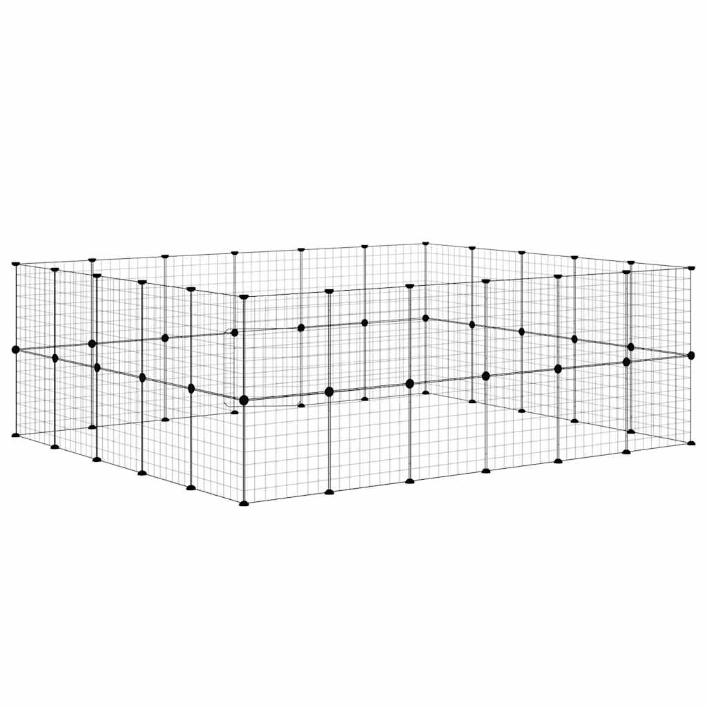 vidaXL Klatka dla zwierząt z bramką, 44 panele, czarna, 35x35 cm, stal
