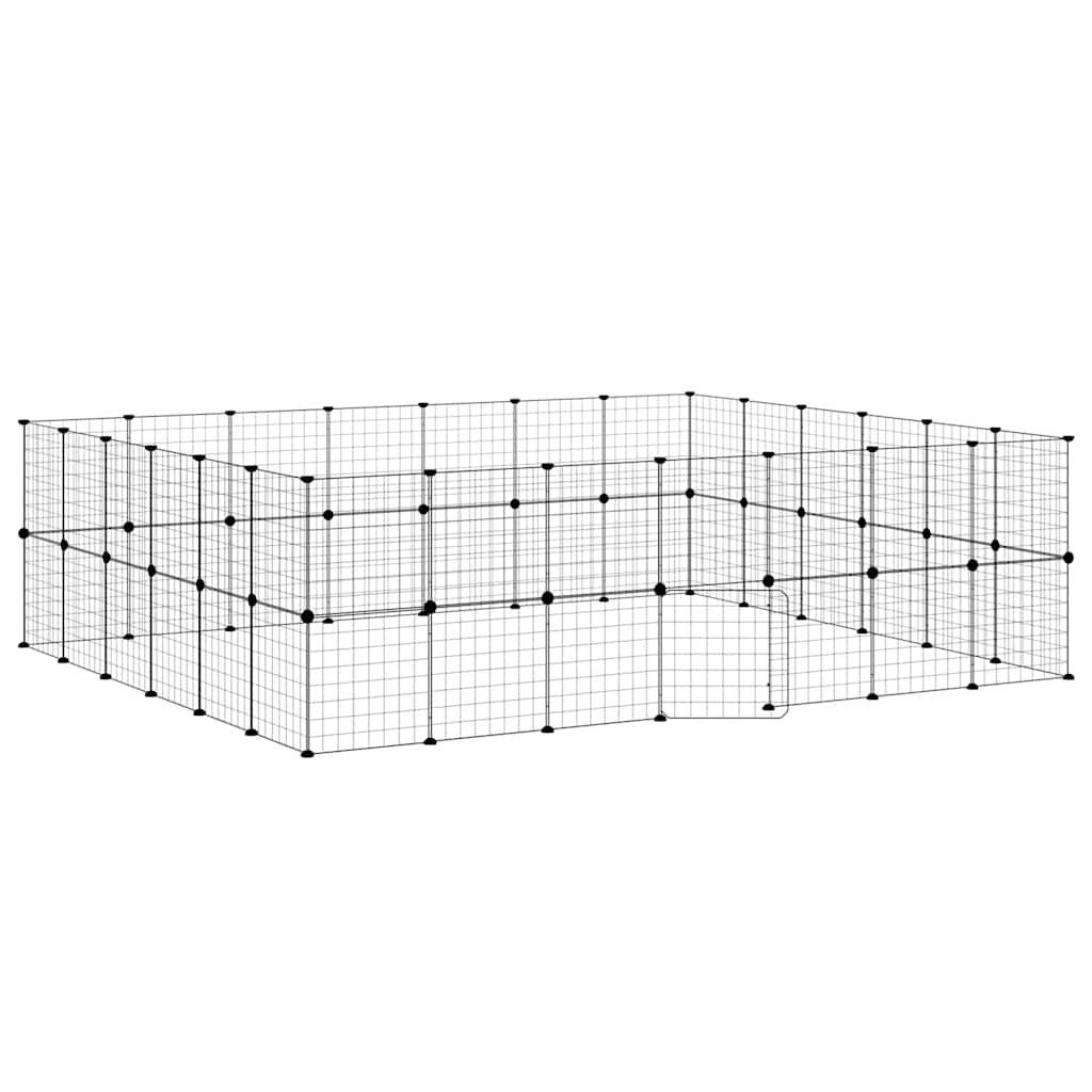 vidaXL Klatka dla zwierząt z bramką, 52 panele, czarna, 35x35 cm, stal