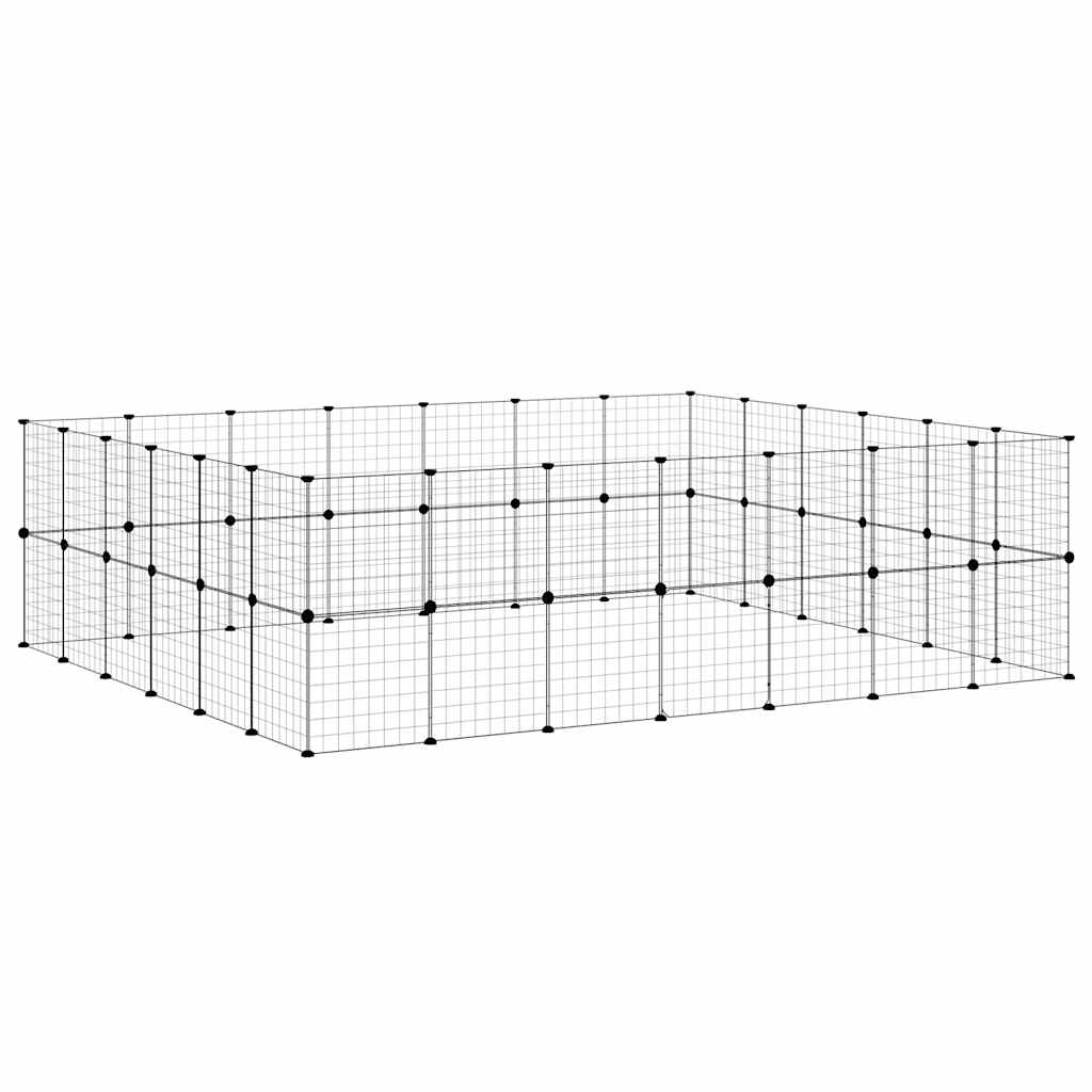 vidaXL Klatka dla zwierząt z bramką, 52 panele, czarna, 35x35 cm, stal