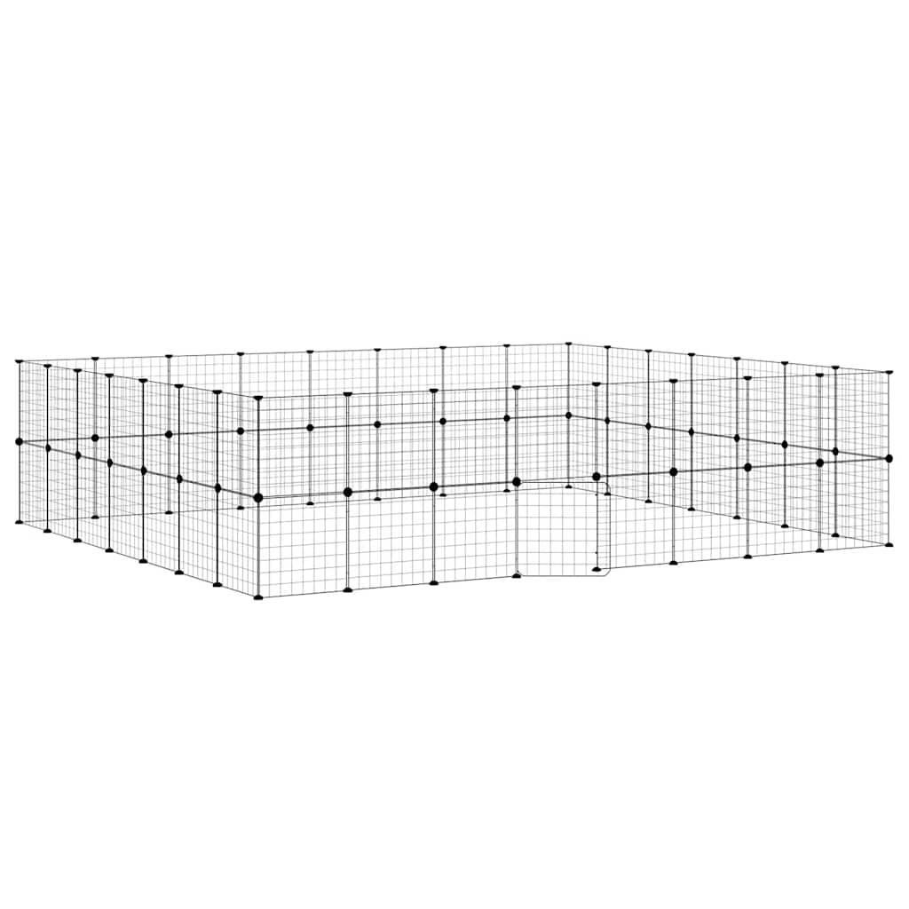 vidaXL Klatka dla zwierząt z bramką, 60 paneli, czarna, 35x35 cm, stal