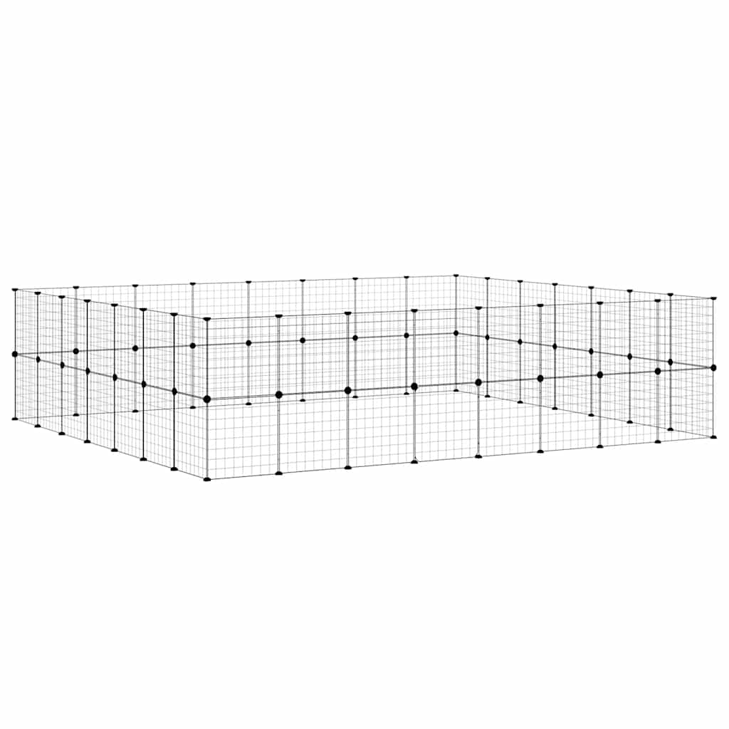 vidaXL Klatka dla zwierząt z bramką, 60 paneli, czarna, 35x35 cm, stal