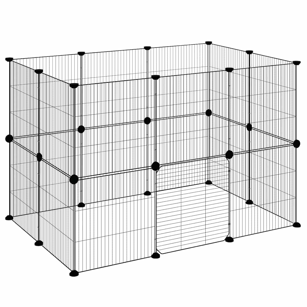 vidaXL Klatka dla zwierząt z bramką, 20 paneli, czarna, 35x35 cm, stal
