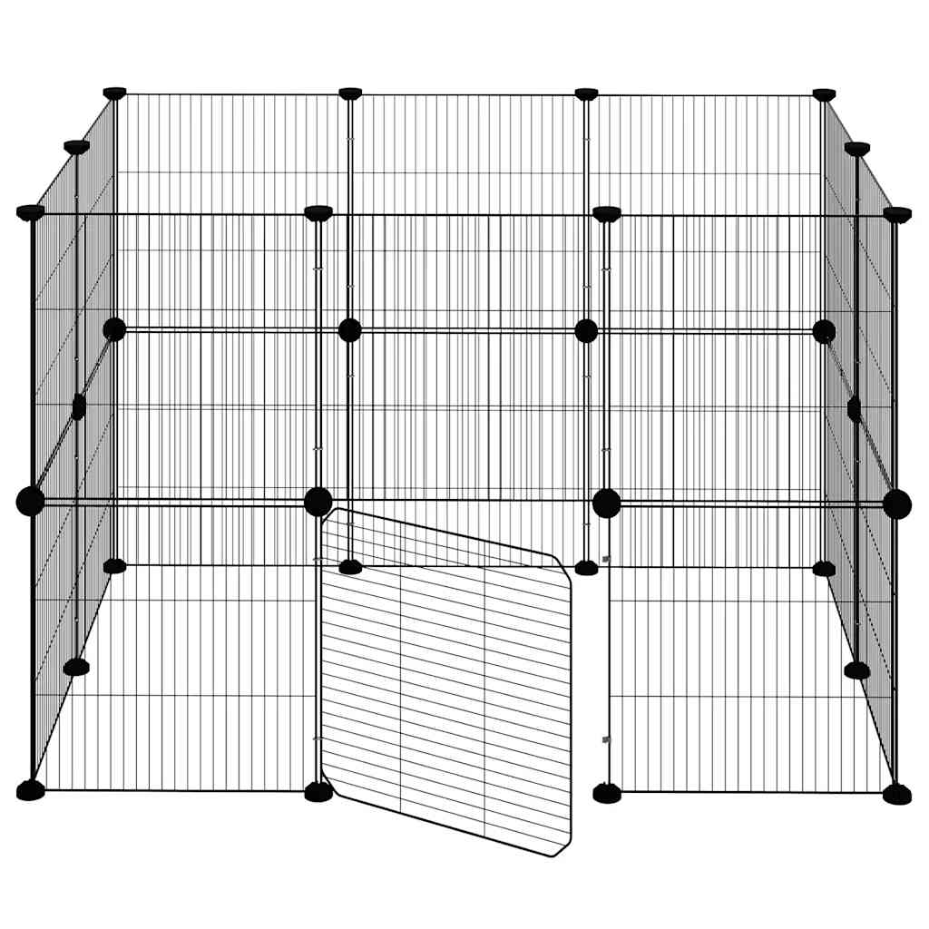 vidaXL Klatka dla zwierząt z bramką, 20 paneli, czarna, 35x35 cm, stal