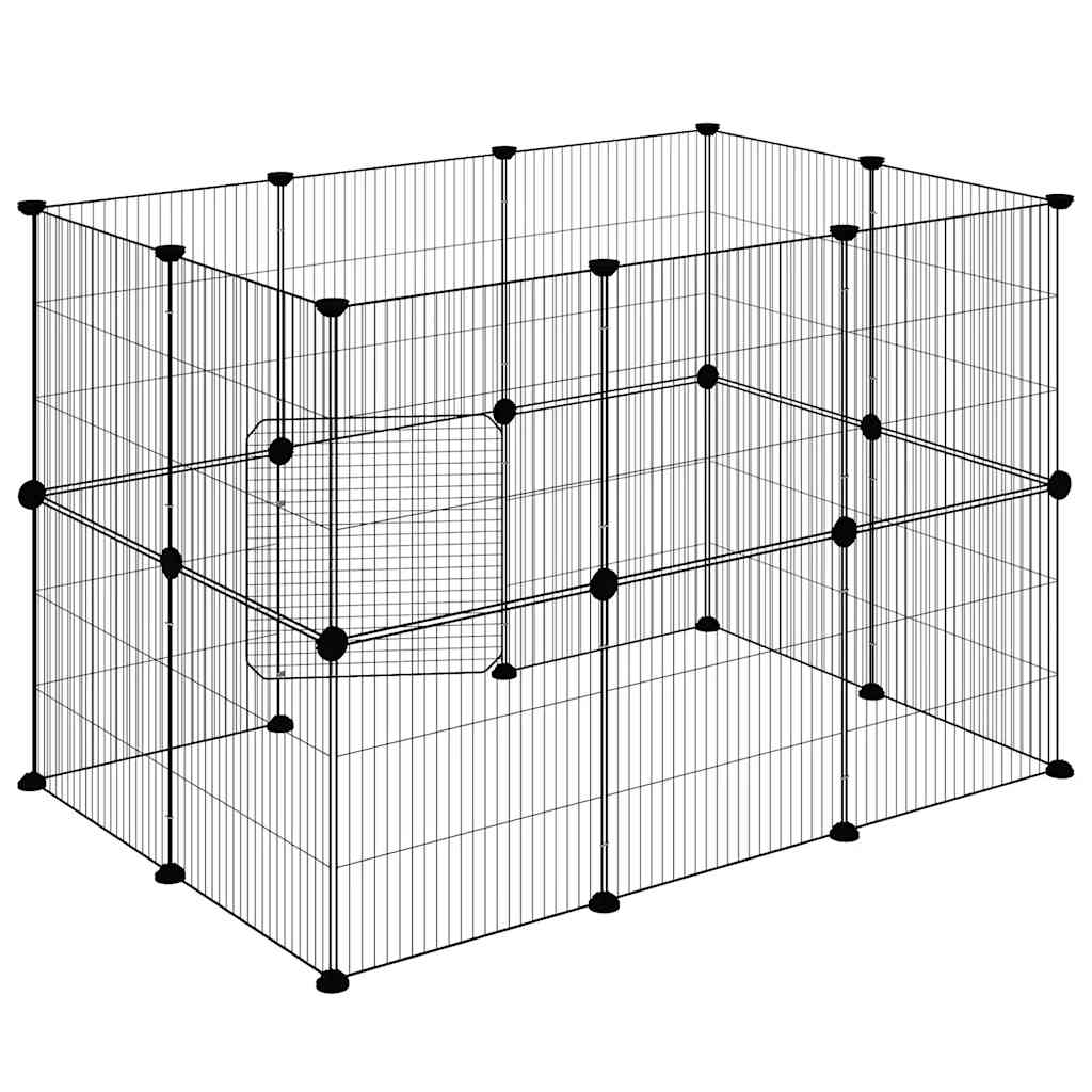vidaXL Klatka dla zwierząt z bramką, 20 paneli, czarna, 35x35 cm, stal