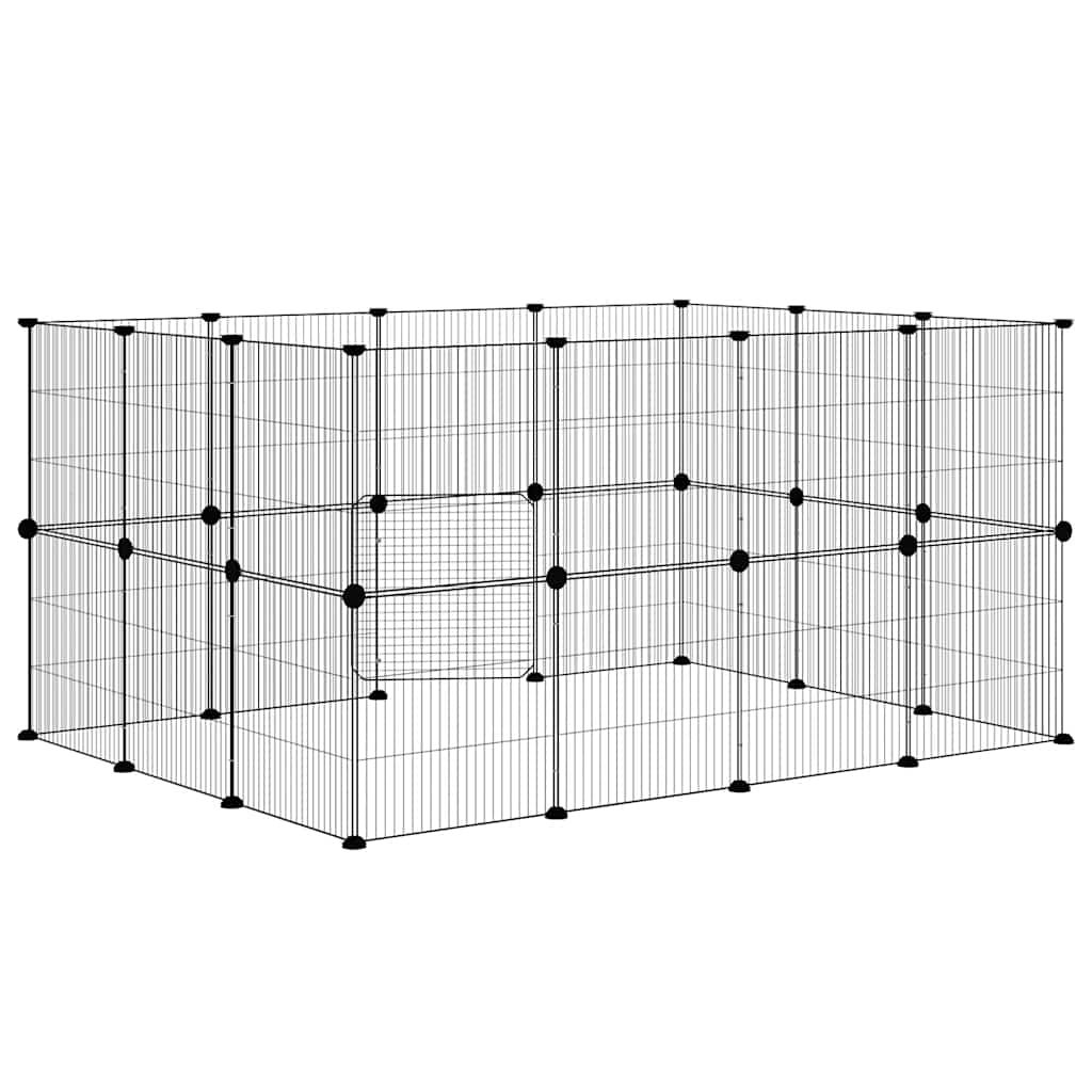vidaXL Klatka dla zwierząt z bramką, 28 paneli, czarna, 35x35 cm, stal