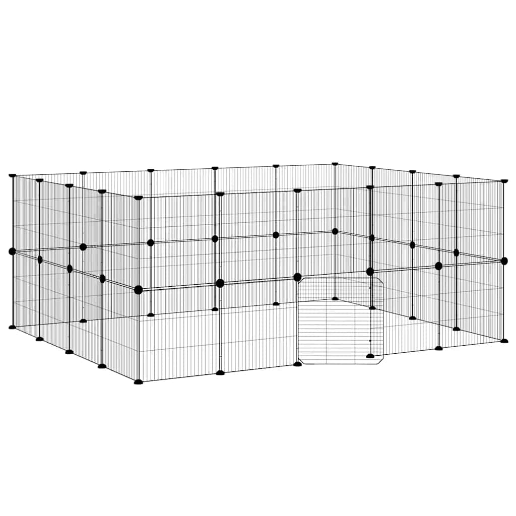 vidaXL Klatka dla zwierząt z bramką, 36 paneli, czarna, 35x35 cm, stal