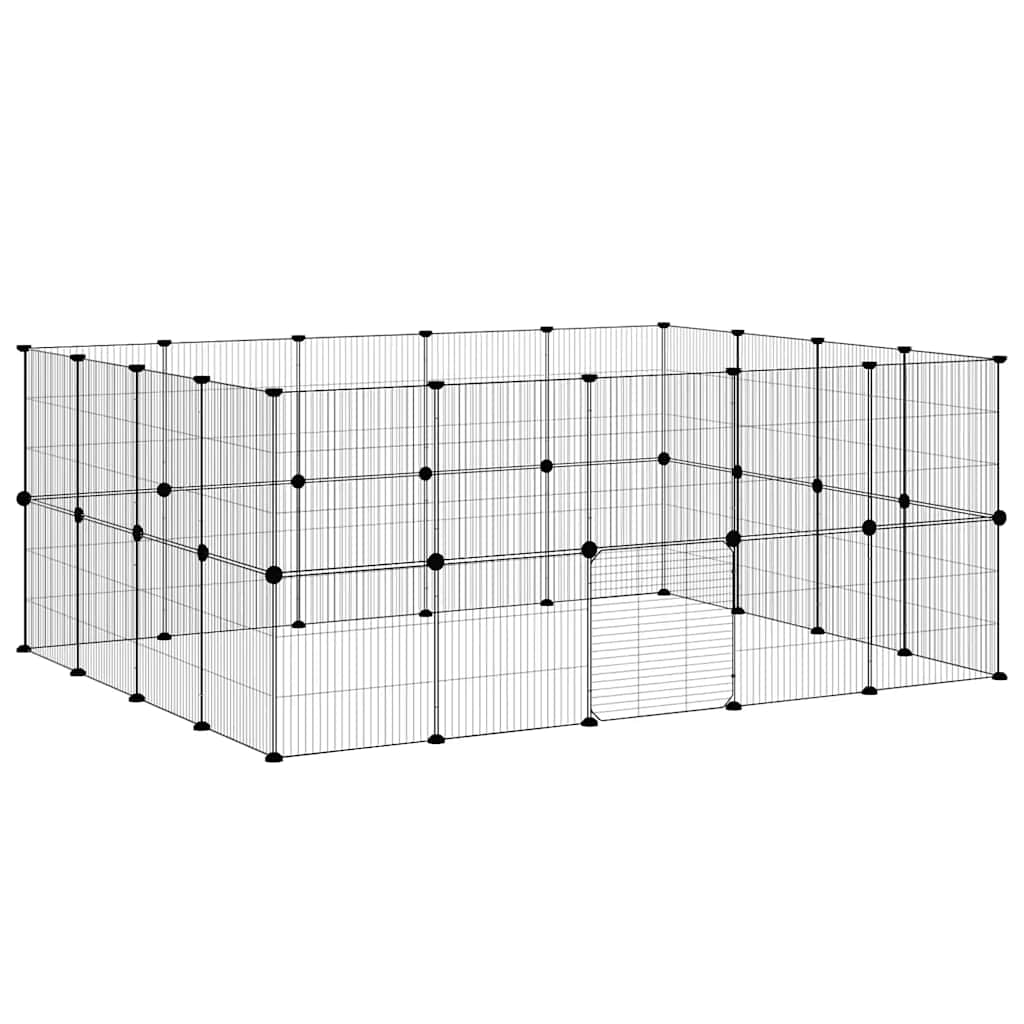 vidaXL Klatka dla zwierząt z bramką, 36 paneli, czarna, 35x35 cm, stal