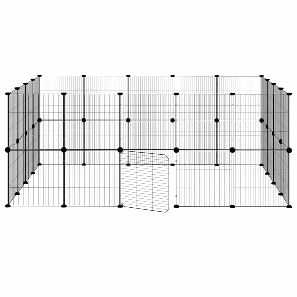vidaXL Klatka dla zwierząt z bramką, 36 paneli, czarna, 35x35 cm, stal