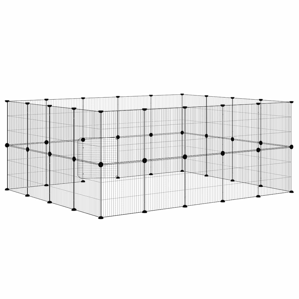 vidaXL Klatka dla zwierząt z bramką, 36 paneli, czarna, 35x35 cm, stal