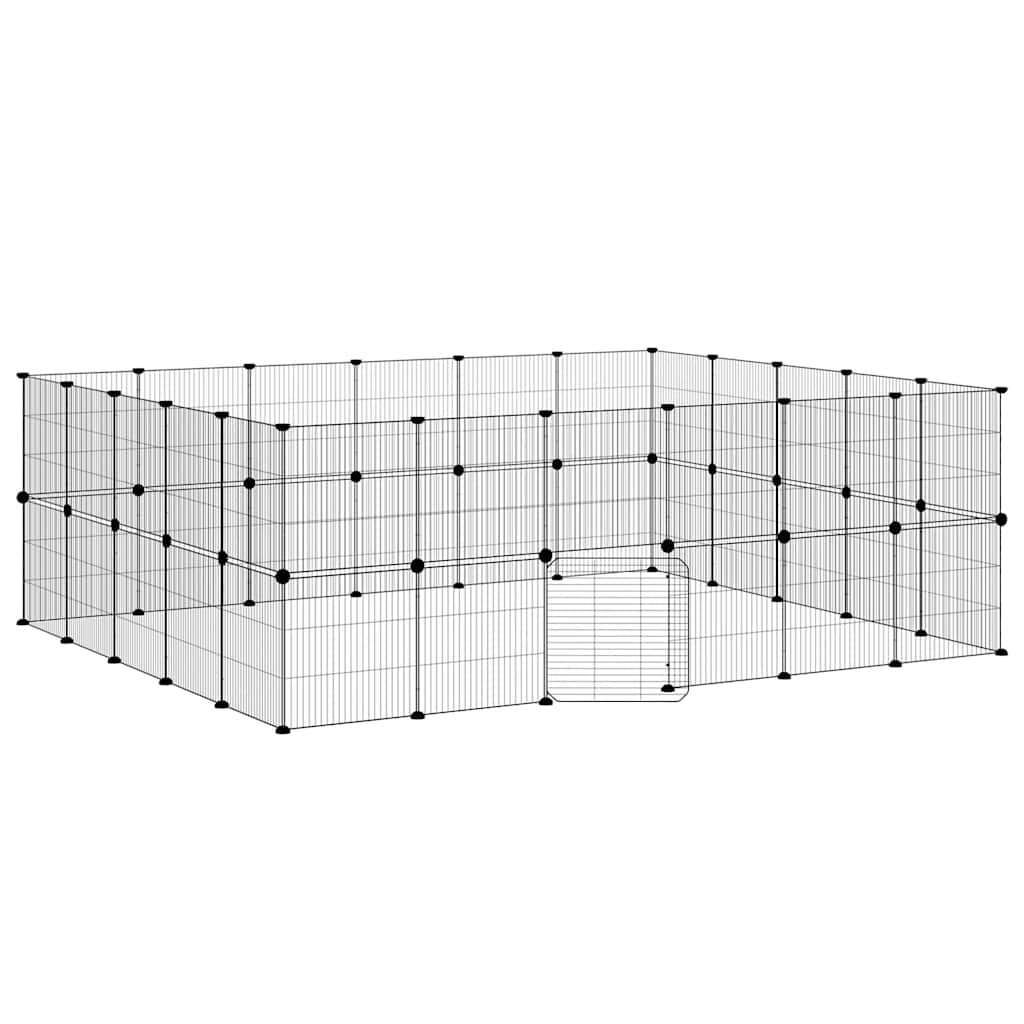 vidaXL Klatka dla zwierząt z bramką, 44 panele, czarna, 35x35 cm, stal