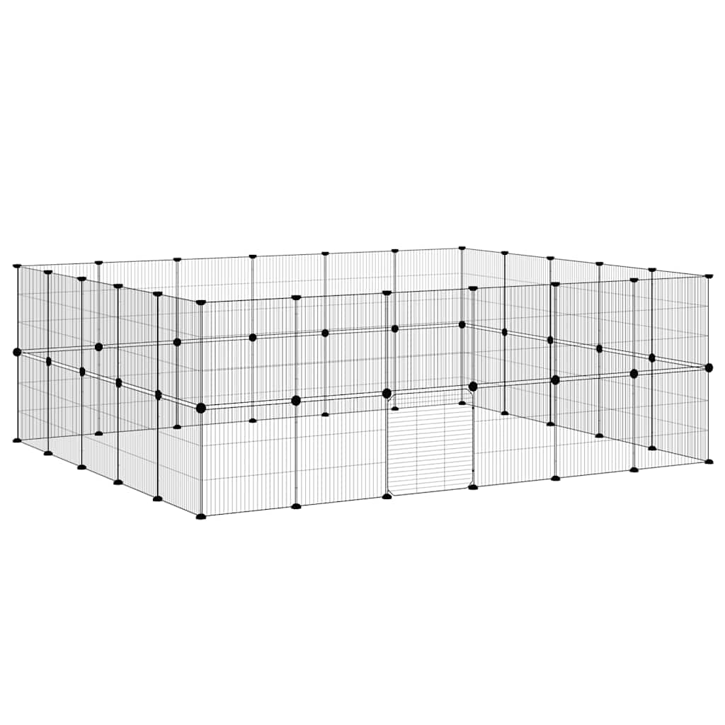 vidaXL Klatka dla zwierząt z bramką, 44 panele, czarna, 35x35 cm, stal
