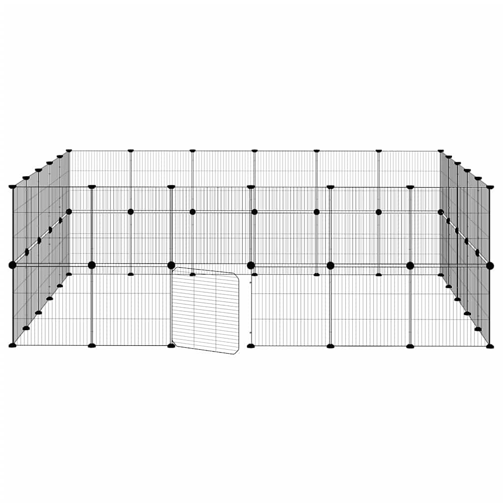 vidaXL Klatka dla zwierząt z bramką, 44 panele, czarna, 35x35 cm, stal