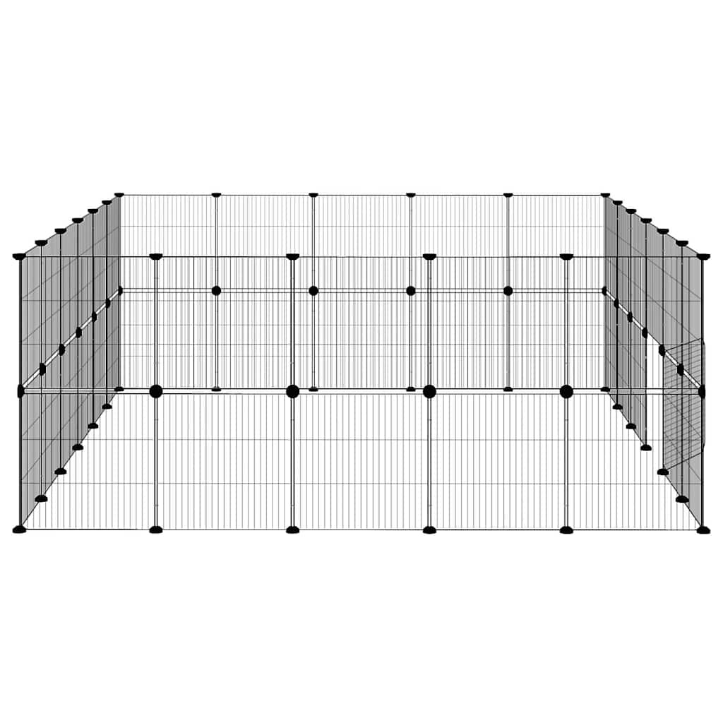 vidaXL Klatka dla zwierząt z bramką, 44 panele, czarna, 35x35 cm, stal