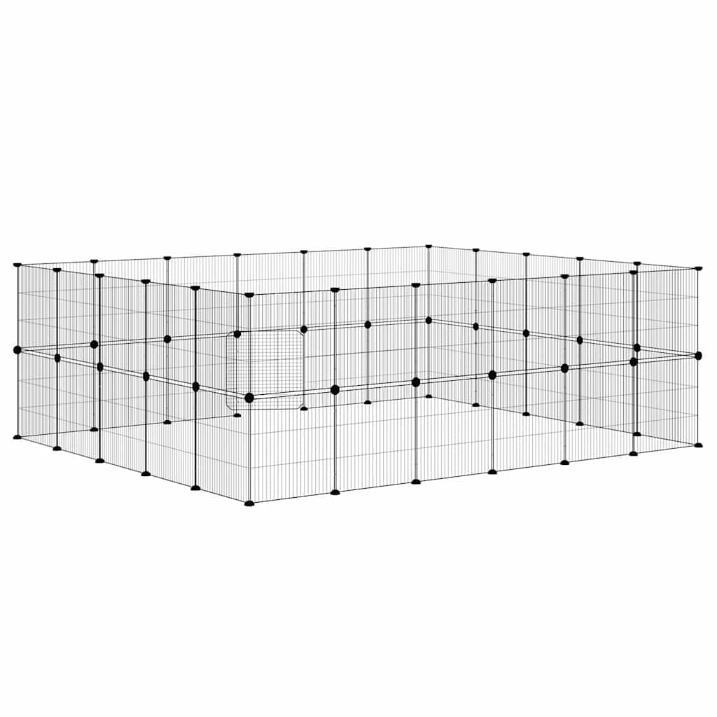 vidaXL Klatka dla zwierząt z bramką, 44 panele, czarna, 35x35 cm, stal