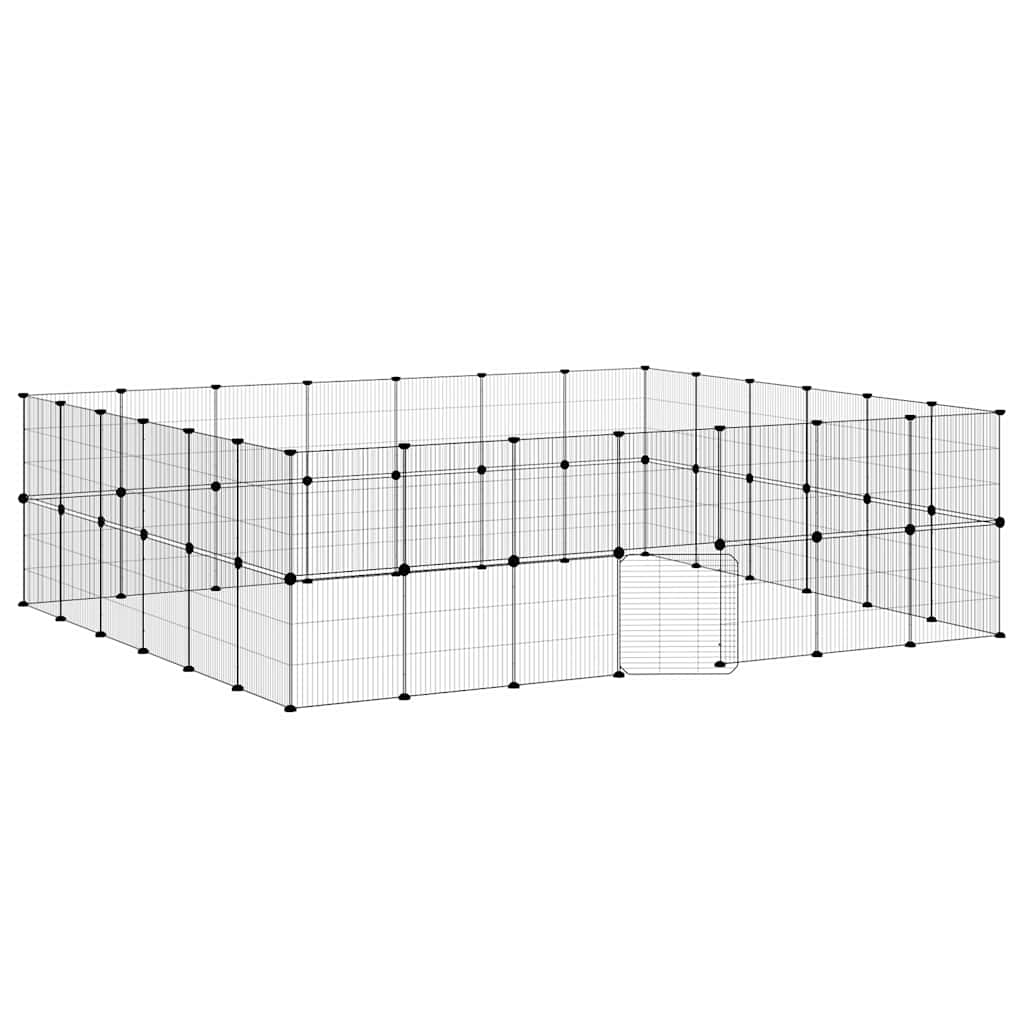 vidaXL Klatka dla zwierząt z bramką, 52 panele, czarna, 35x35 cm, stal