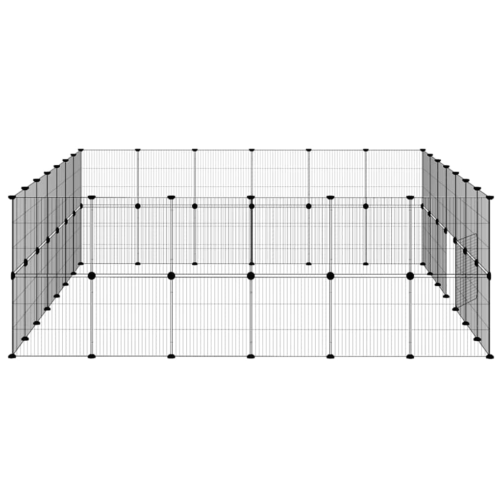 vidaXL Klatka dla zwierząt z bramką, 52 panele, czarna, 35x35 cm, stal