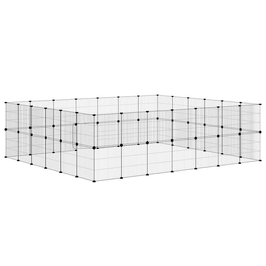 vidaXL Klatka dla zwierząt z bramką, 52 panele, czarna, 35x35 cm, stal