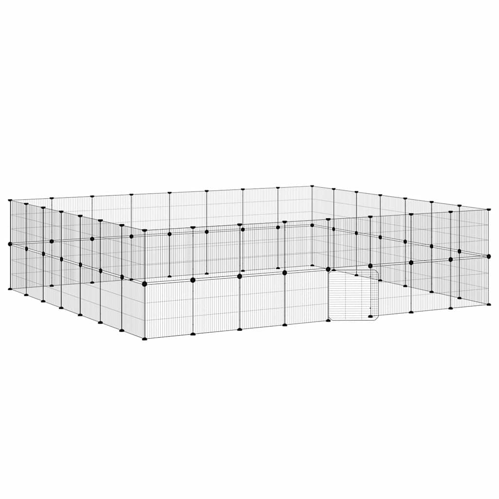 vidaXL Klatka dla zwierząt z bramką, 60 paneli, czarna, 35x35 cm, stal