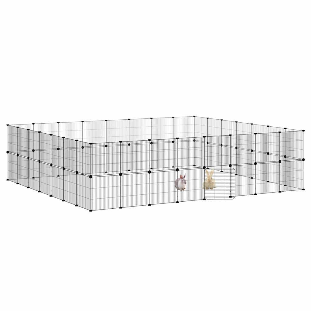 vidaXL Klatka dla zwierząt z bramką, 60 paneli, czarna, 35x35 cm, stal