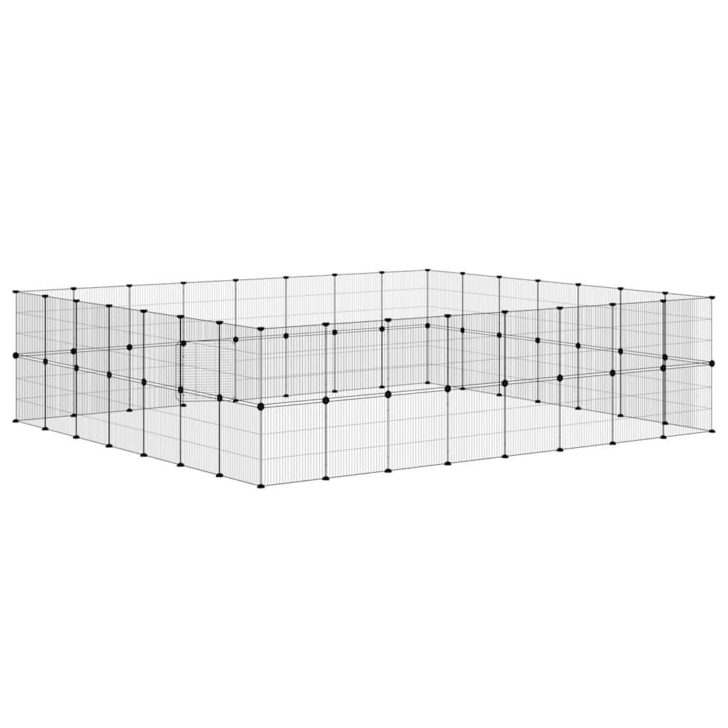 vidaXL Klatka dla zwierząt z bramką, 60 paneli, czarna, 35x35 cm, stal