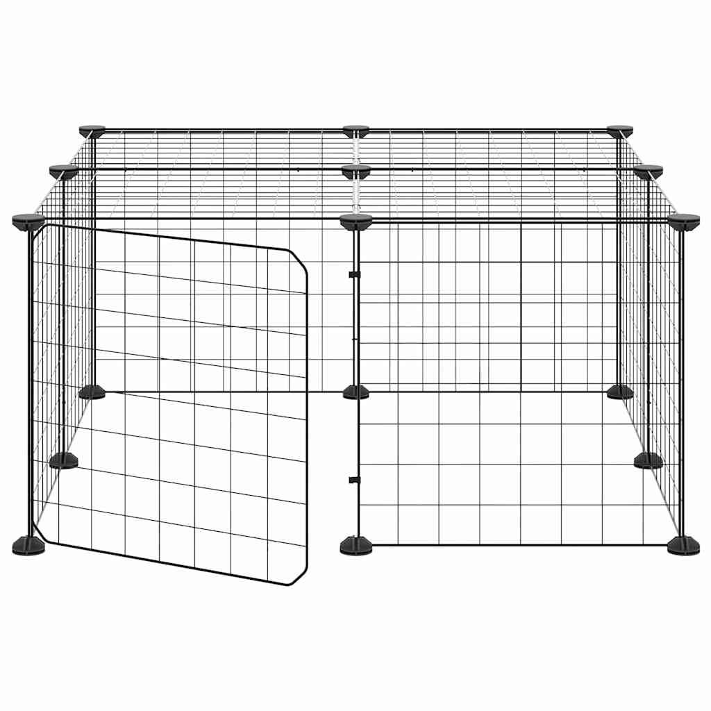 vidaXL Klatka dla zwierząt z bramką, 12 paneli, czarna, 35x35 cm, stal