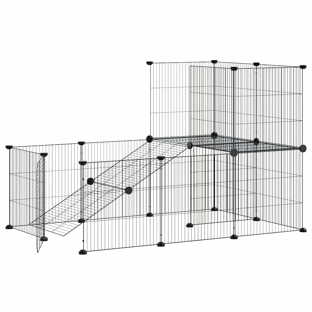 vidaXL Klatka dla zwierząt z bramką, 20 paneli, czarna, 35x35 cm, stal