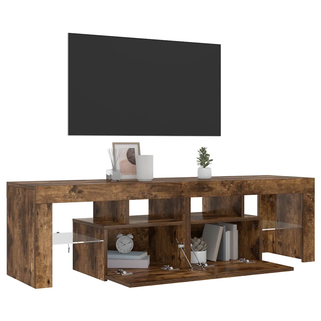 vidaXL Szafka TV z oświetleniem LED, opalany dąb, 140x36,5x40 cm