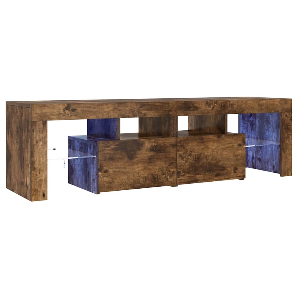 vidaXL Szafka TV z oświetleniem LED, opalany dąb, 140x36,5x40 cm