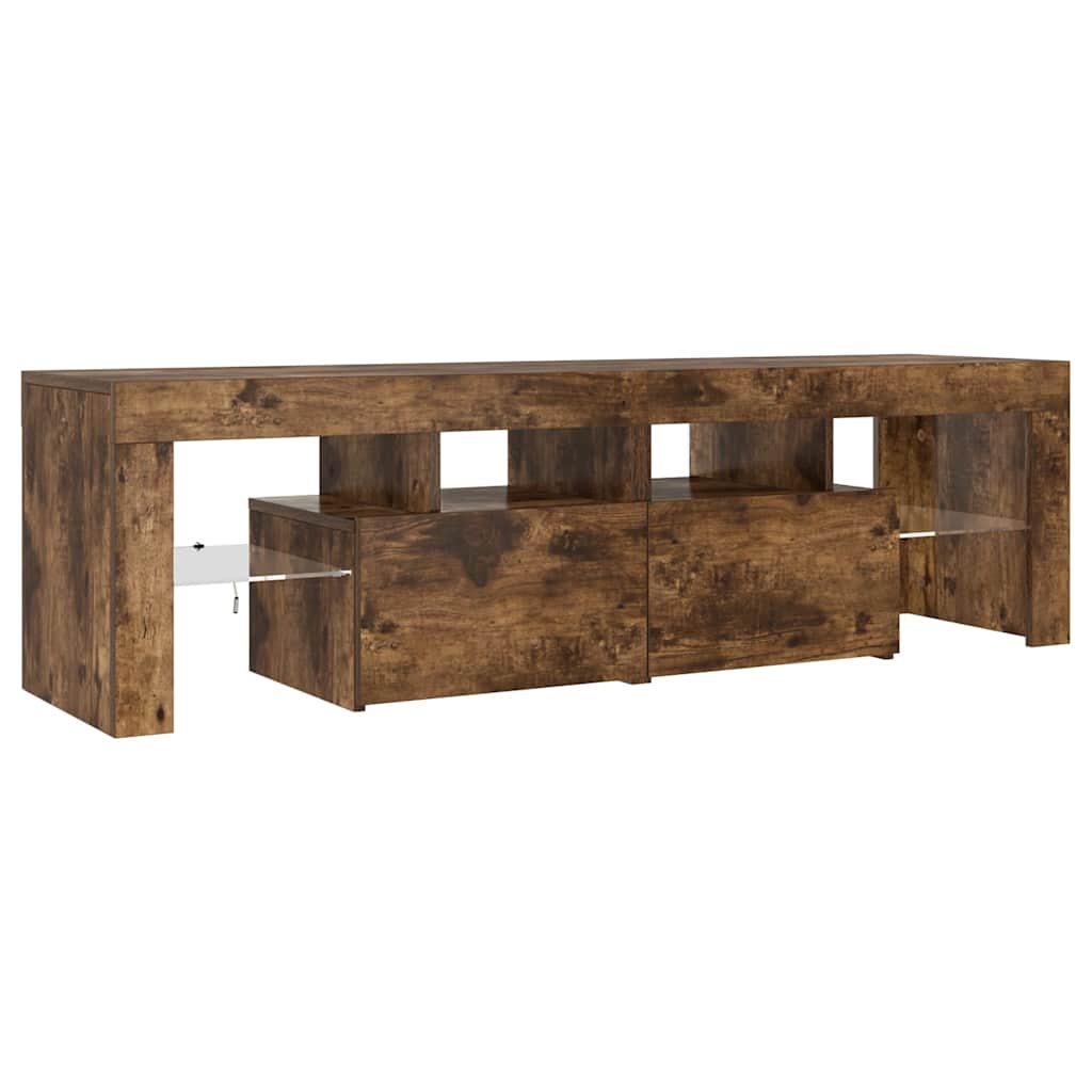 vidaXL Szafka TV z oświetleniem LED, opalany dąb, 140x36,5x40 cm