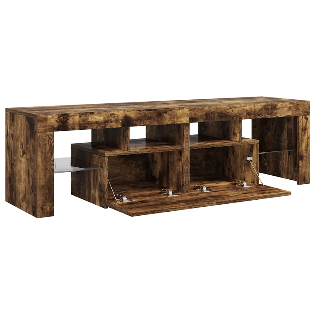 vidaXL Szafka TV z oświetleniem LED, opalany dąb, 140x36,5x40 cm