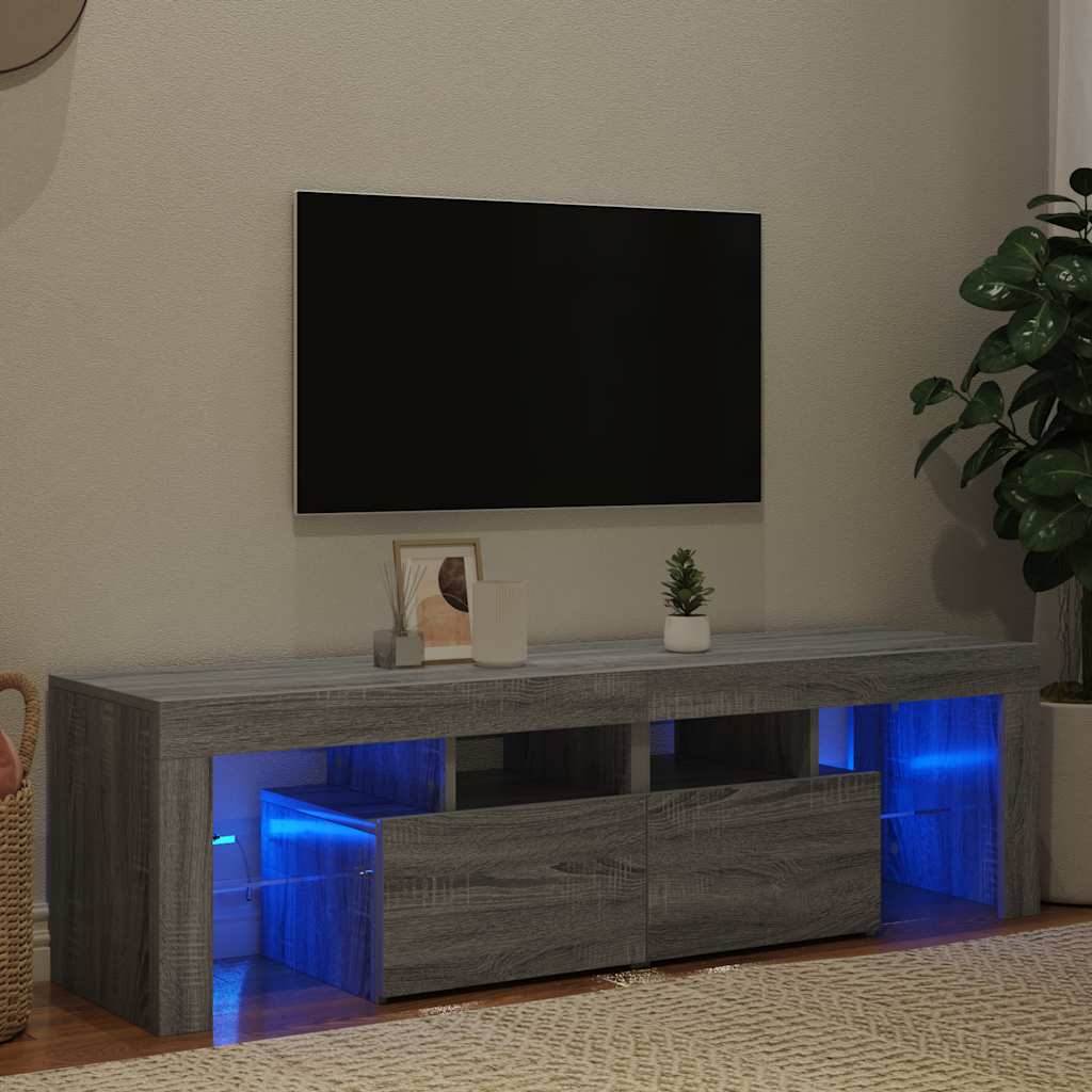 vidaXL Szafka TV z oświetleniem LED, szary dąb sonoma, 140x36,5x40 cm