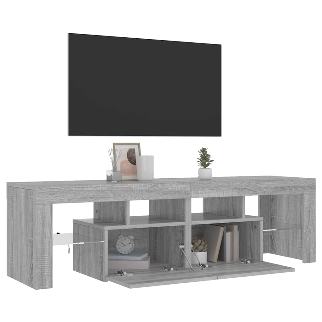 vidaXL Szafka TV z oświetleniem LED, szary dąb sonoma, 140x36,5x40 cm